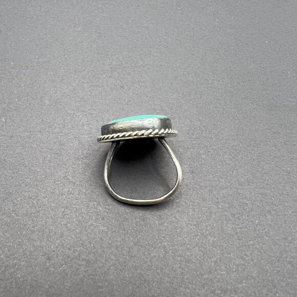 Vintage Sterling Silver Turquoise Ring Size 7 - Southwestern Boho Statement Ring - Picture 10 of 10